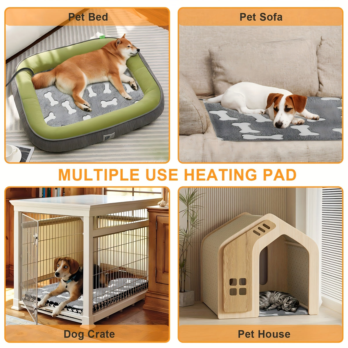 Thermostatic Pet Heating Pad for Dogs and Cats, 1-24 Hour Timer, Washable Soft Cover, US Plug, Large 34 x 21 or XX-Large 47 x 30 Inch