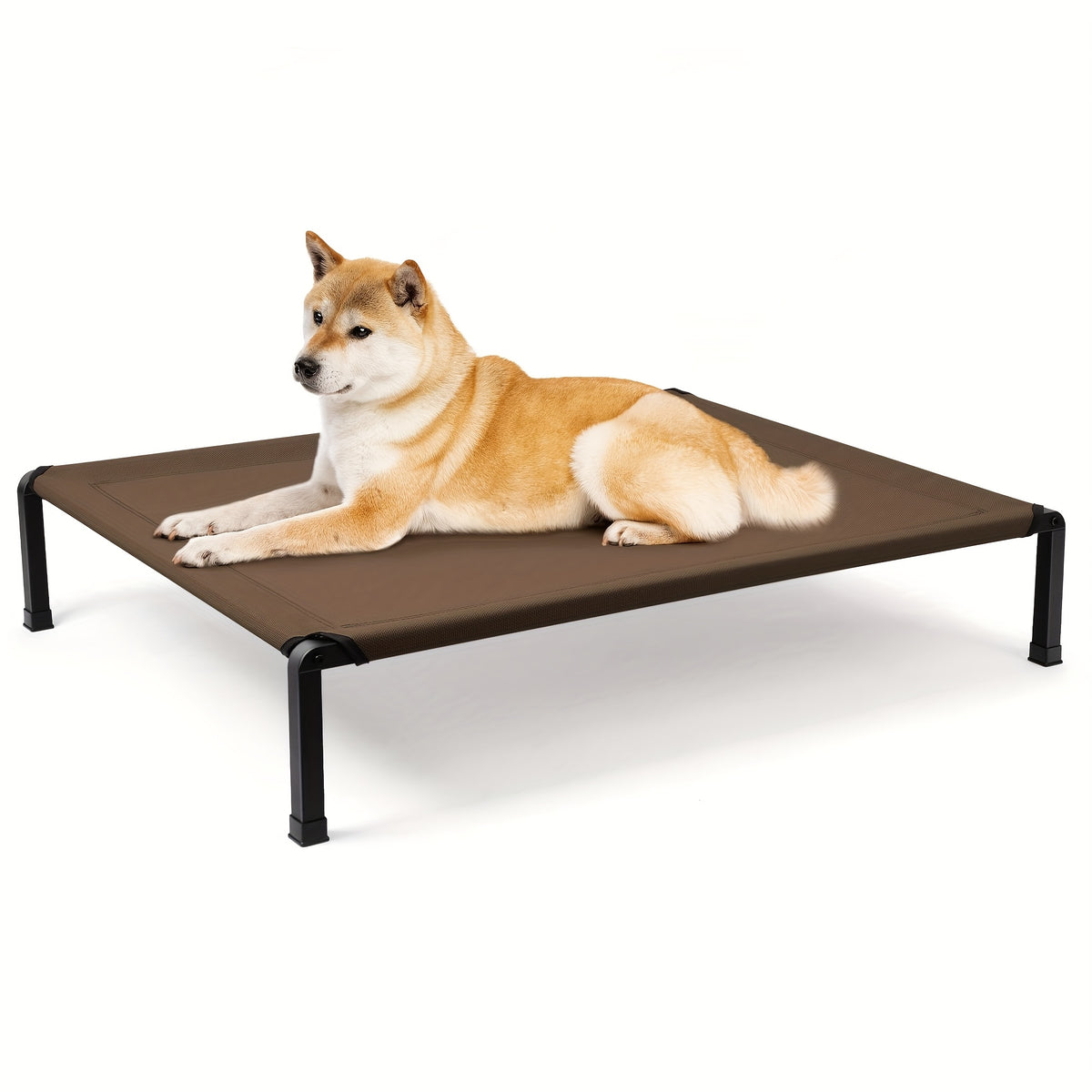 Outdoor Dog Cot with Textilene Mesh, Elevated Pet Bed in 26, 42 and 60 Inch Sizes with Iron Frame and Non-Slip Feet for Patio and Camping