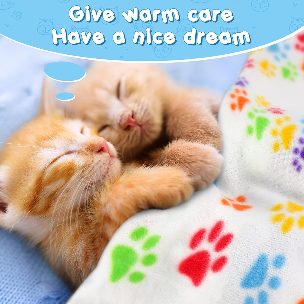 Dog and Cat Fleece Blankets 20 Pack, Soft Paw Print Pet Throws 23.6 x 27.6 Inches, Hand Washable Bedding Layers for Crates and Resting Areas