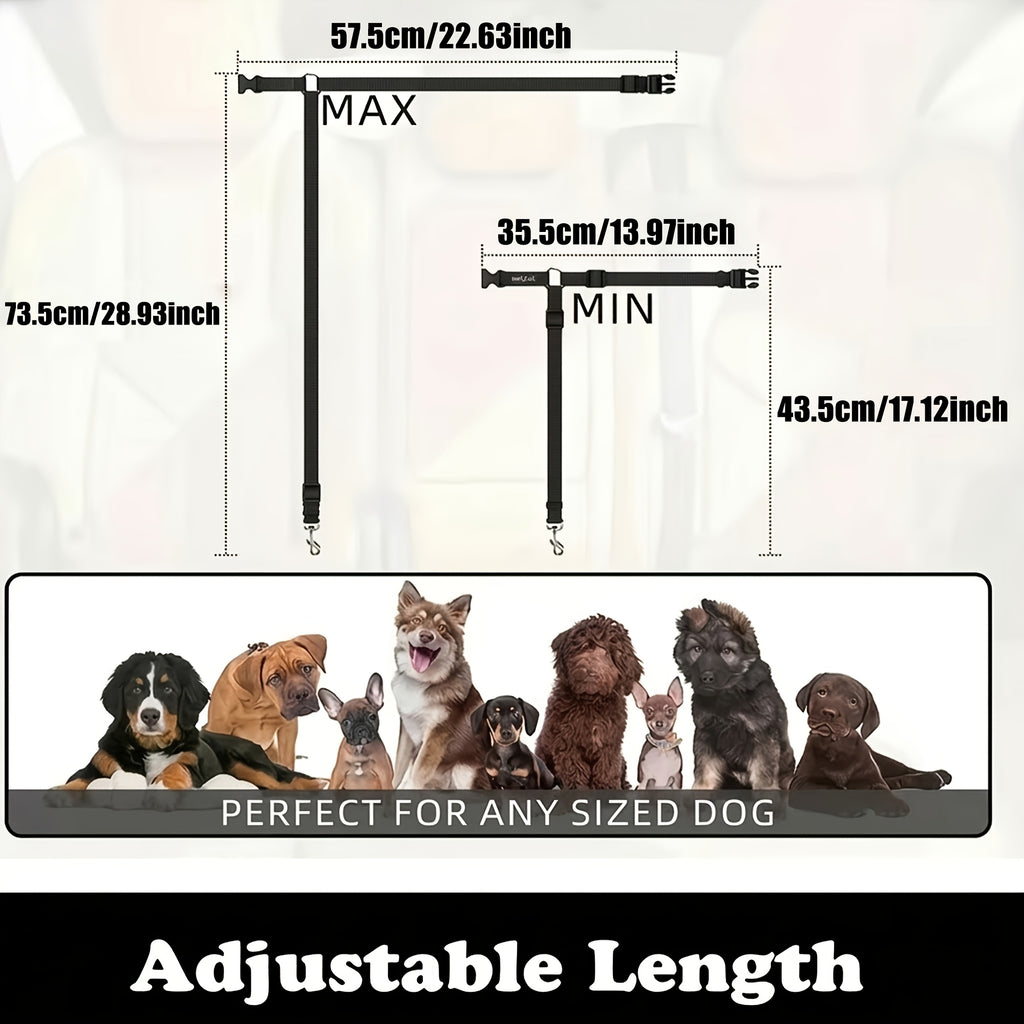 Dog Car Seat Belt Tether with Buckle Attachment, Black Pet Travel Leash for Vehicle Rides, Buckle Attachment Pro Option for Dog Owners