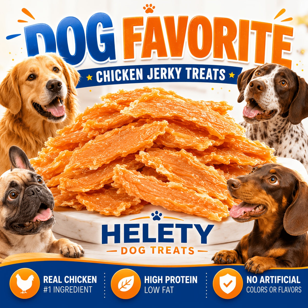 Chicken Jerky Dog Treats with Chewy Strip and Chicken & Duck Options for Supervised Training Rewards, Daily Snacks and Dog Lover Gifts