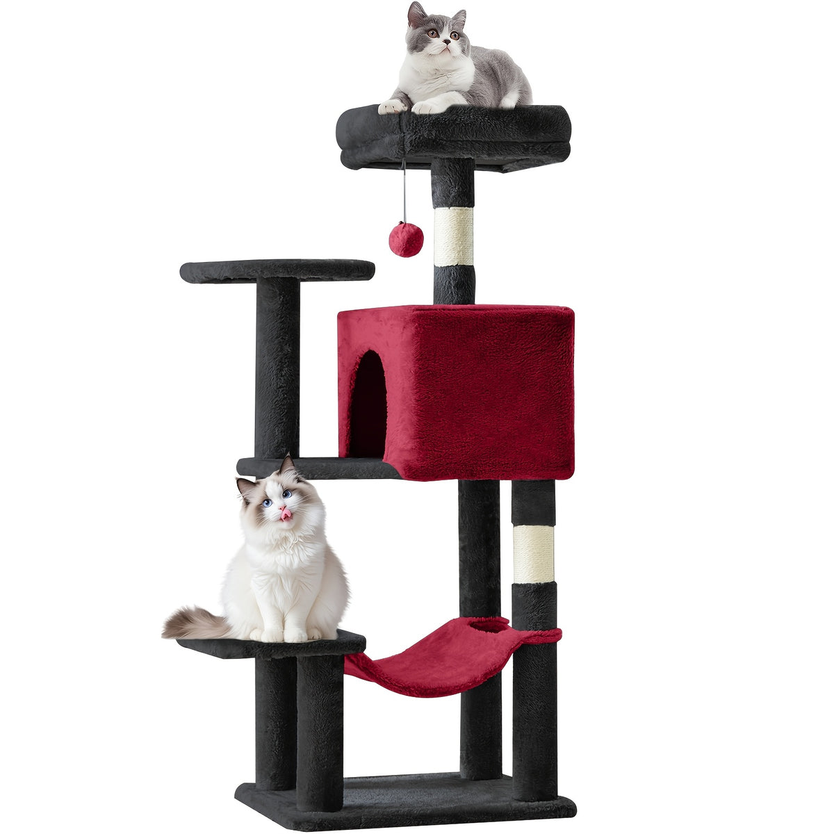Cat Tree Tower with Condo and Hammock, Sisal Scratching Posts and Perches for Indoor Cats, 44-Inch Colors Plus 44/54-Inch Holiday Options