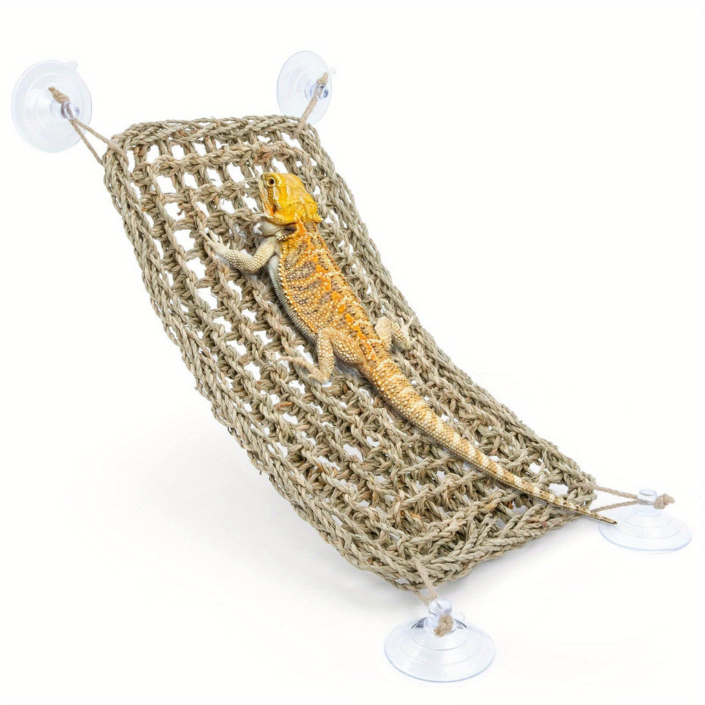 Reptile Hammock for Bearded Dragons & Lizards, Large Hanging Lizard Lounger for Terrarium Resting Areas and Habitat Accessories, 1pc