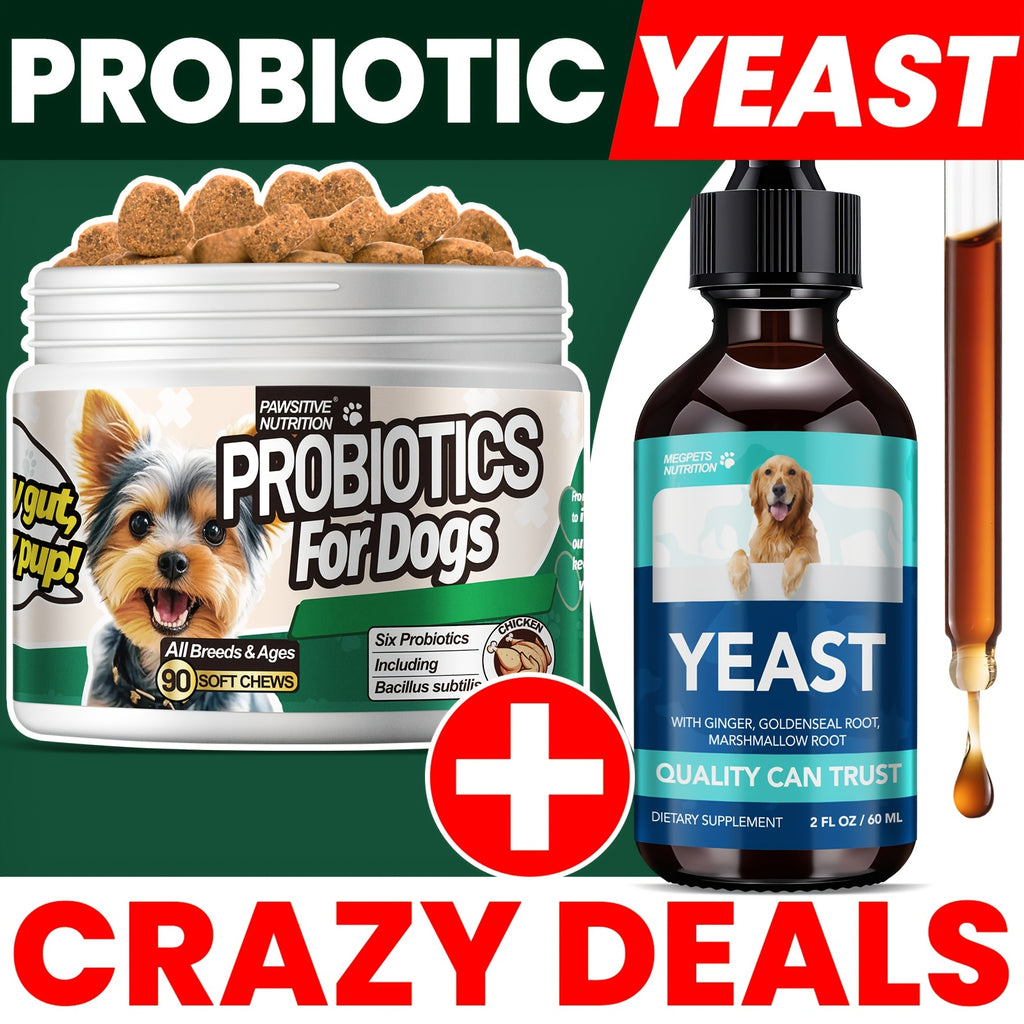 Pet Supplement Kit with 2 fl oz Health Drops and 90 Probiotic Chews, Two-Part Dog and Cat Supplement Bundle for Owner-Managed Wellness Routines