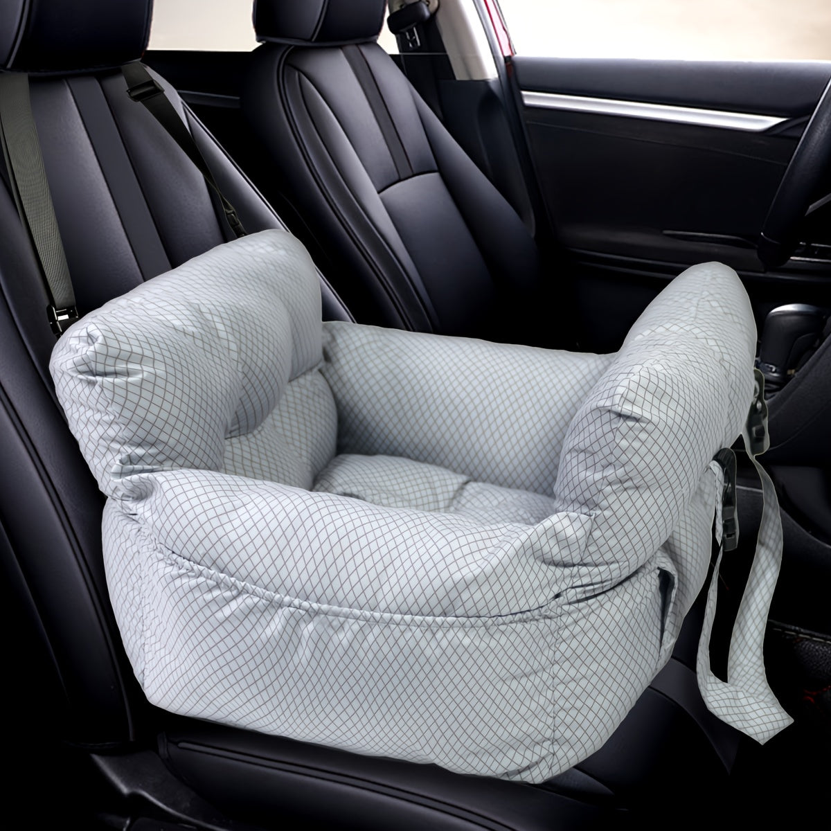 Portable Dog Car Seat with Carry Straps, Cushioned Pet Travel Bed for Dogs and Cats with Attachment Hook and Buckle, Seven Color and Style Options