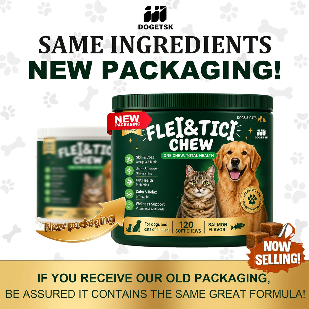 Salmon Flavor Pet Soft Chews for Dogs and Cats, Dogetsk 5-in-1 Formula, 120 Count in One Bottle for Owner-Managed Supplement Routines