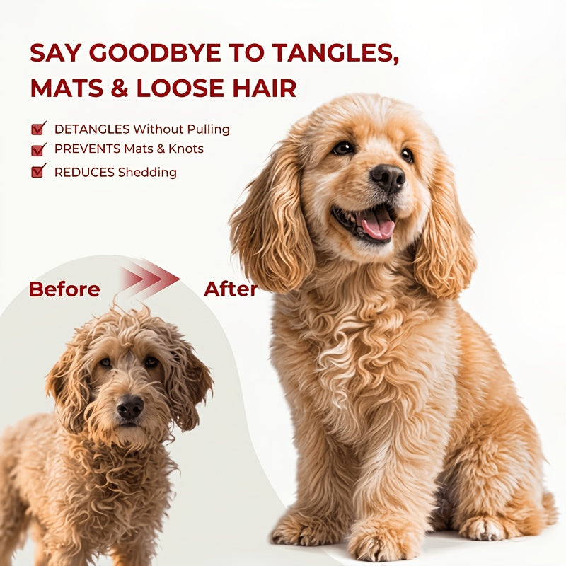 Dog Slicker Brush Set with Extra-Long Pins and Ergonomic Red Handle for Goldendoodles, Labradoodles and Poodles, Thick Coat Grooming and Loose Fur Care