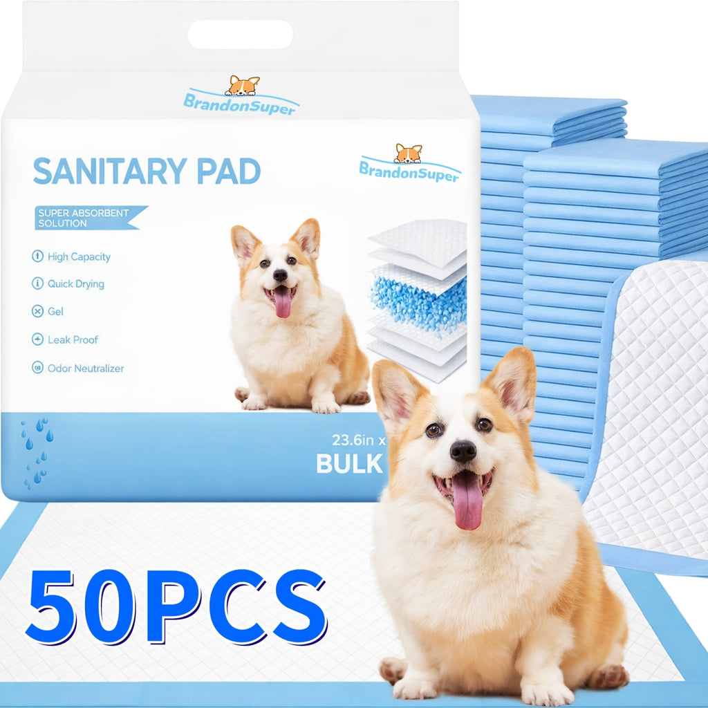 Puppy Training Pads for Home and Camping, 50, 100 or 200 Count Absorbent Quick-Drying Dog Pee Pads with Leak Protection for Indoor Potty Routines