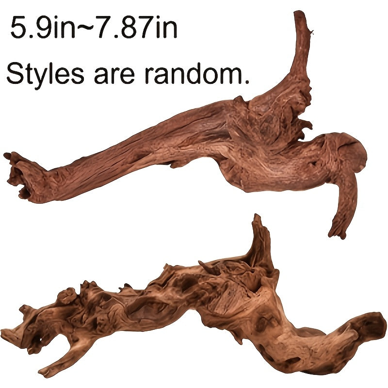 Aquarium Driftwood Single Piece, 5.9-7.87 Inch Random-Style Decorative Wood for Small Fish Tank Aquascaping and Nature-Inspired Underwater Layouts