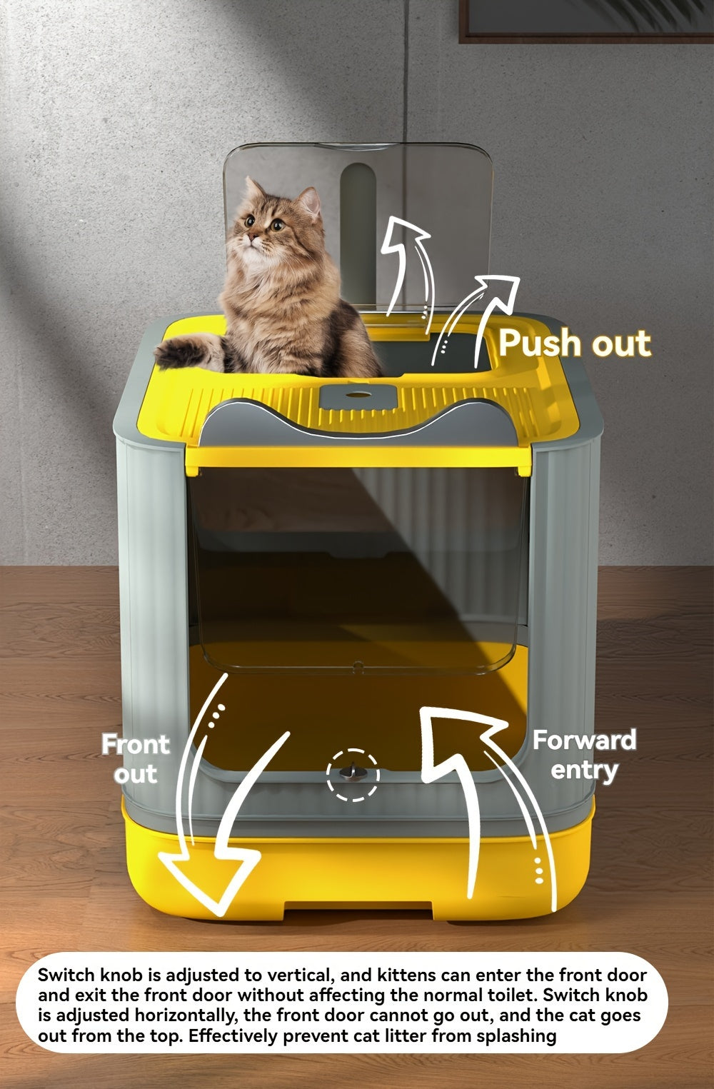 Extra Large Cat Litter Box with Front-Loading Drawer, 4-in-1 Enclosed Double-Door Cat Toilet with Top Cover, Scoop and Carbon Bag