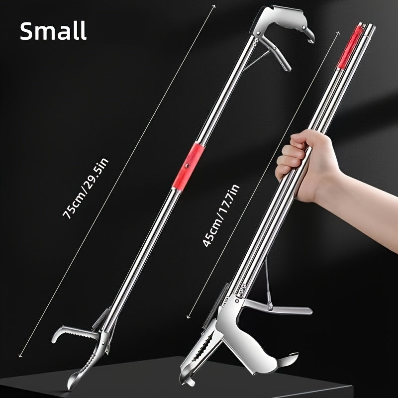 Snake Tongs with Foldable Telescopic Pole, Heavy-Duty 304 Stainless Steel Reptile Handling Tool with Non-Slip Ergonomic Handle for Cleanup