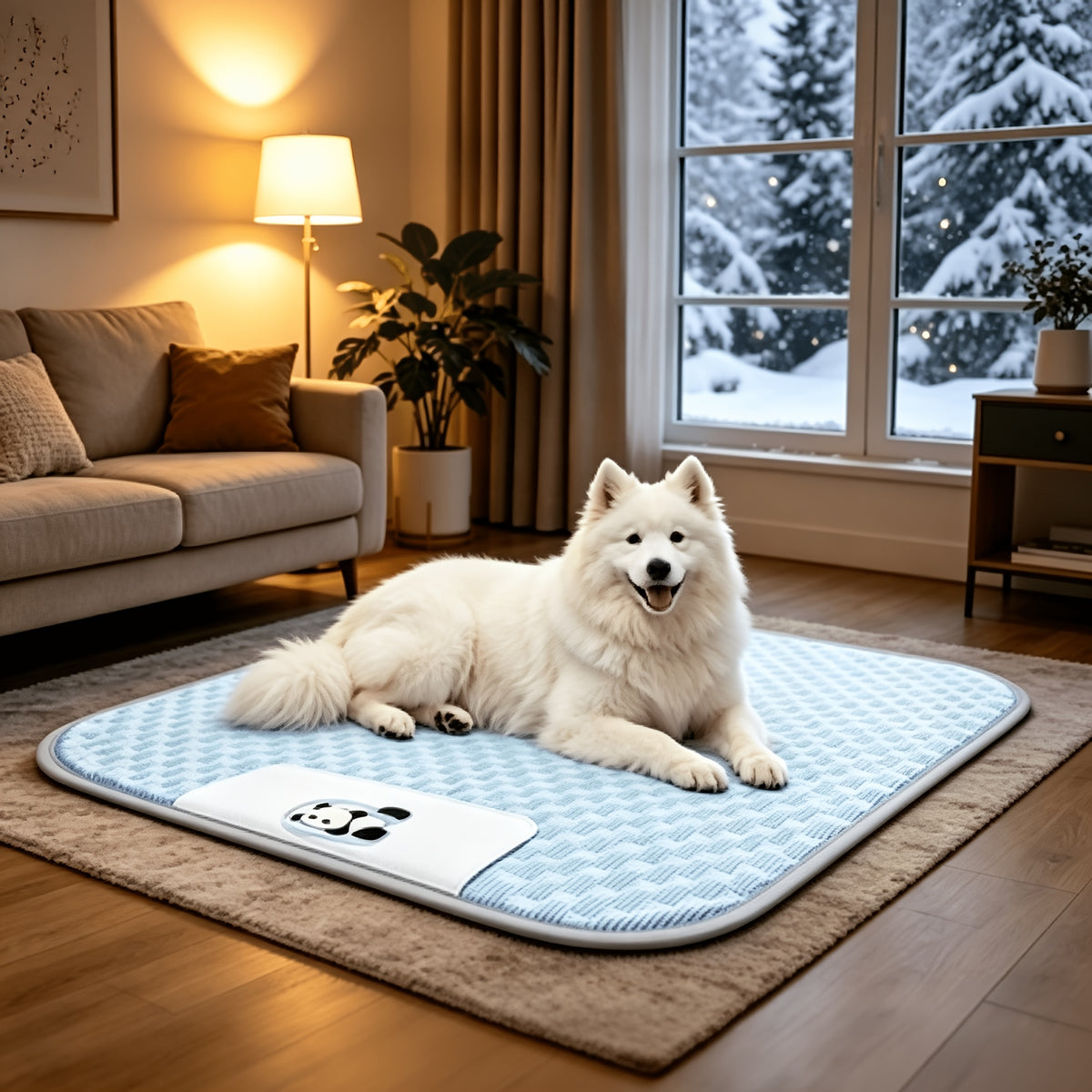 Washable Pet Bed Mat for Dogs and Cats, Blue Textured Non-Slip Sleeping Pad in S, M and L Sizes up to 44.9 x 34.3 Inches for Home and Vehicle Use
