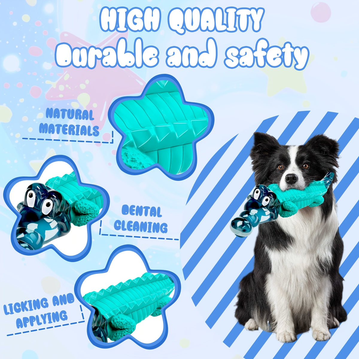 Crocodile Dog Chew Toy for Medium and Large Dogs, Milk-Flavored Textured Chewing Toy for 20–100 lb Pets, Blue and Two-Piece Set Options