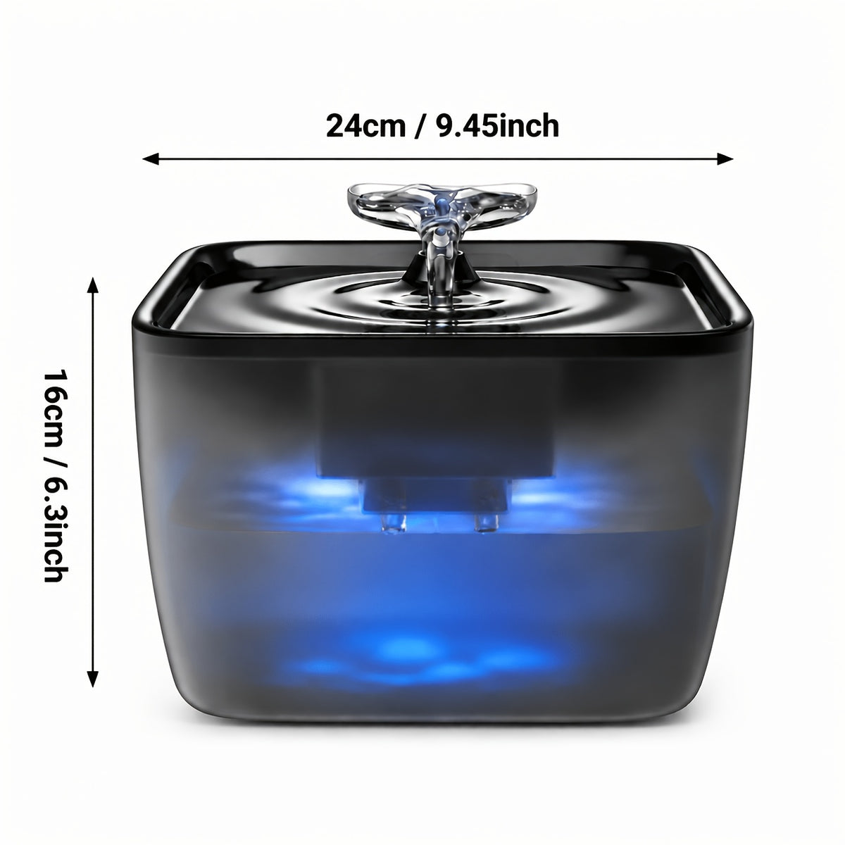 Automatic Pet Water Fountain 8L with Dry-Run Protection, Quiet Plastic Drinking Dispenser for Cats and Dogs with Black or Blue Filter Bundles