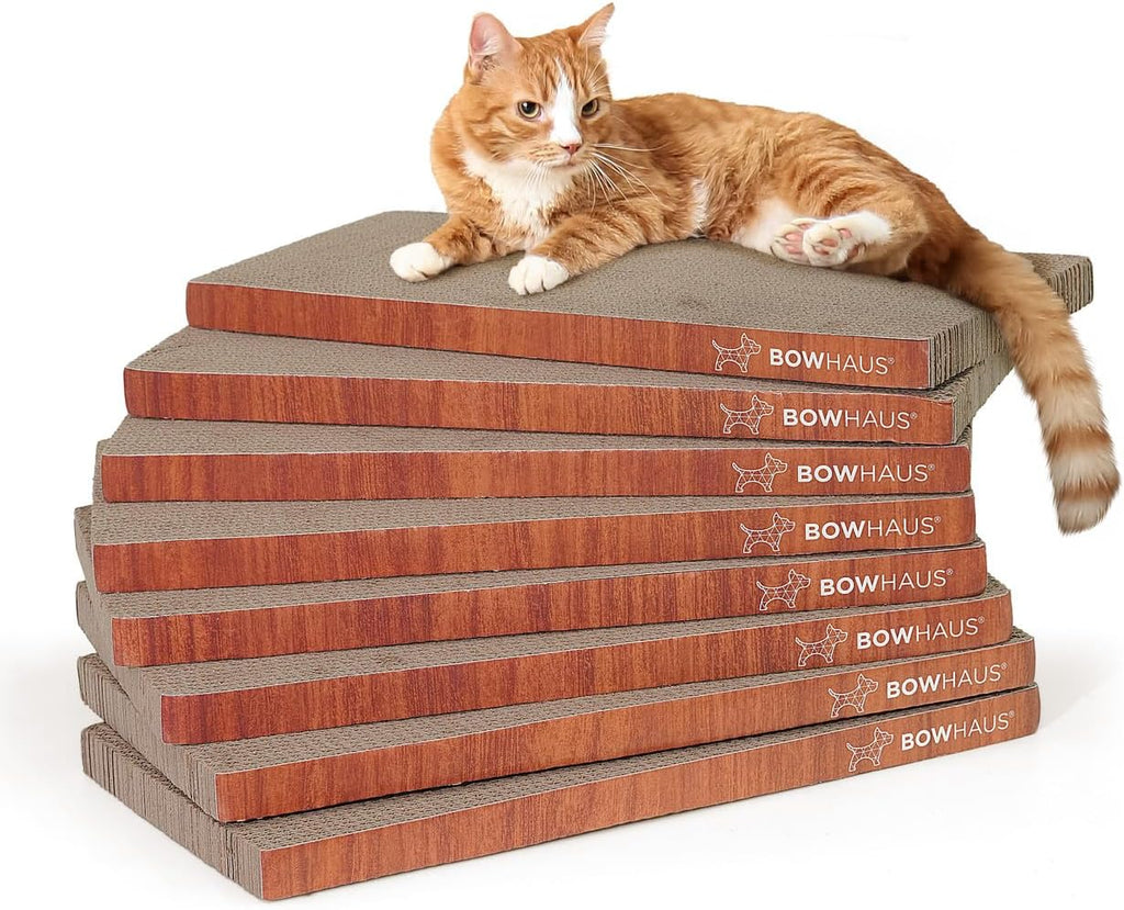 Reversible Cat Scratcher Lounger for Indoor Cats, Large Scratching Pad for Daily Stretching and Rest, Basic 8-Piece or Curved 1-Piece Options