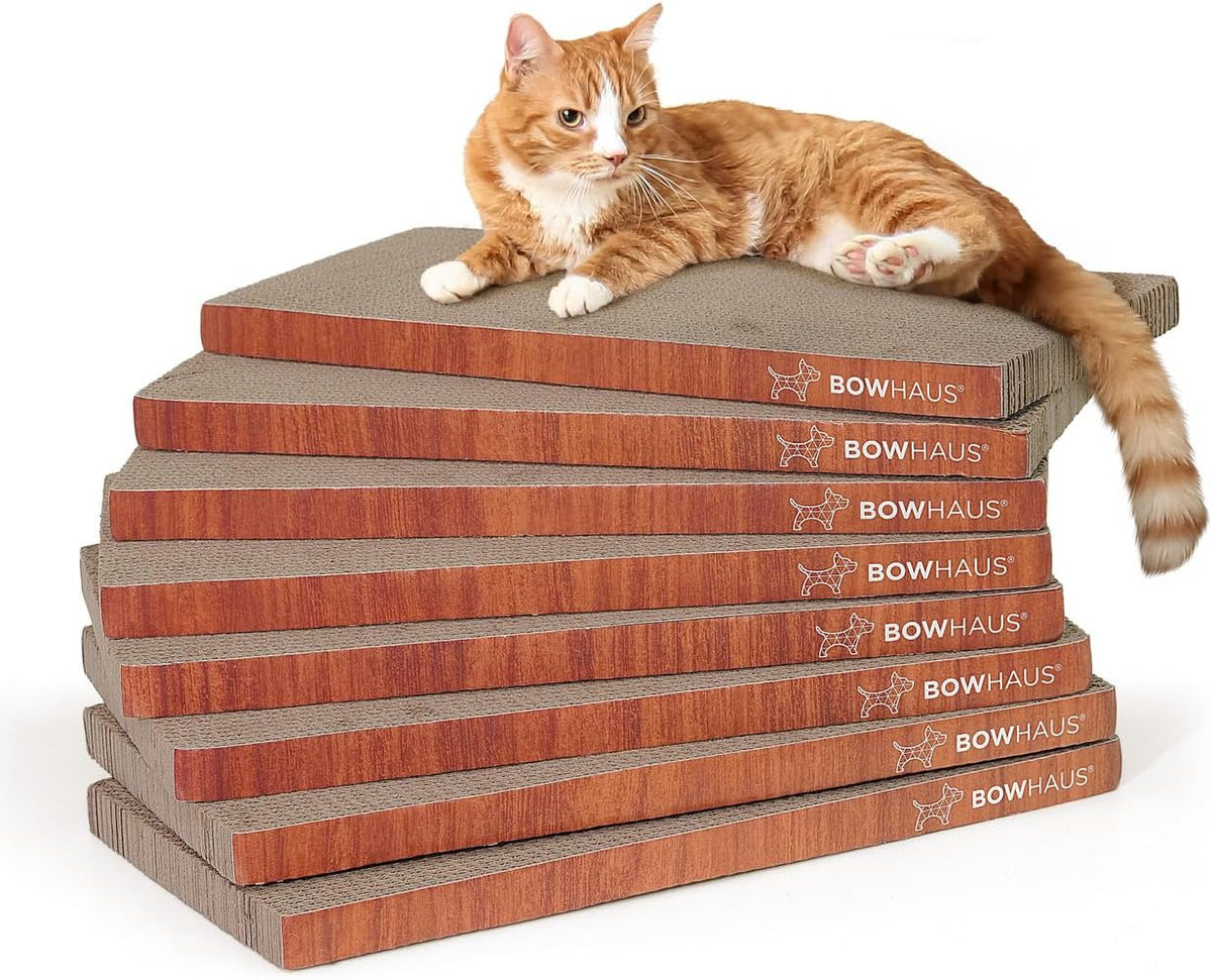Reversible Cat Scratcher Lounger for Indoor Cats, Large Scratching Pad for Daily Stretching and Rest, Basic 8-Piece or Curved 1-Piece Options