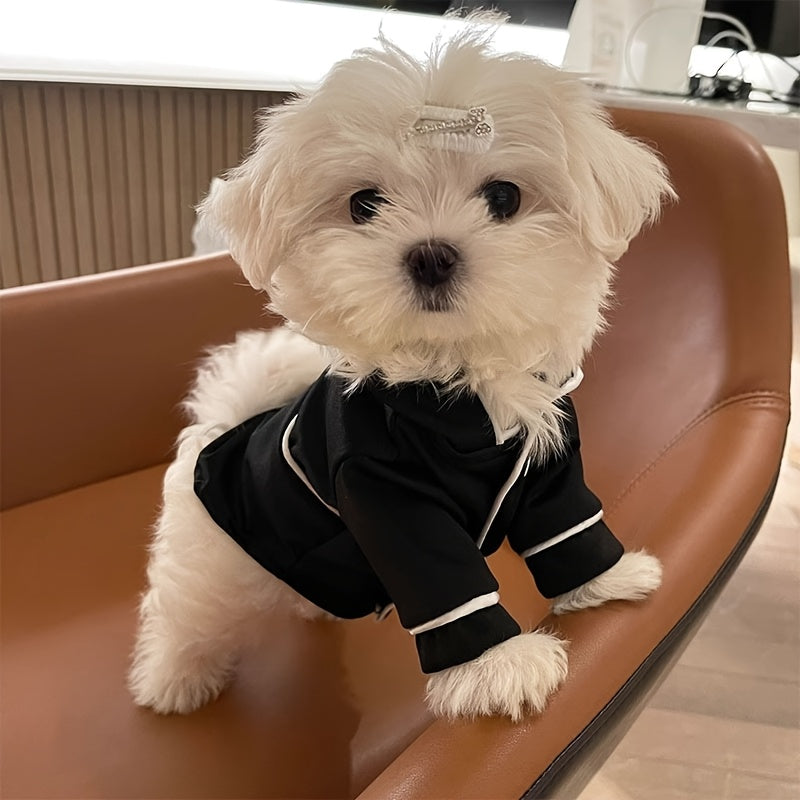 Dog Pajamas for Small Breeds, Soft Stretchable Breathable Pet Sleepwear in Black or Cute White Bear, XS to XL for Cozy Indoor Lounging