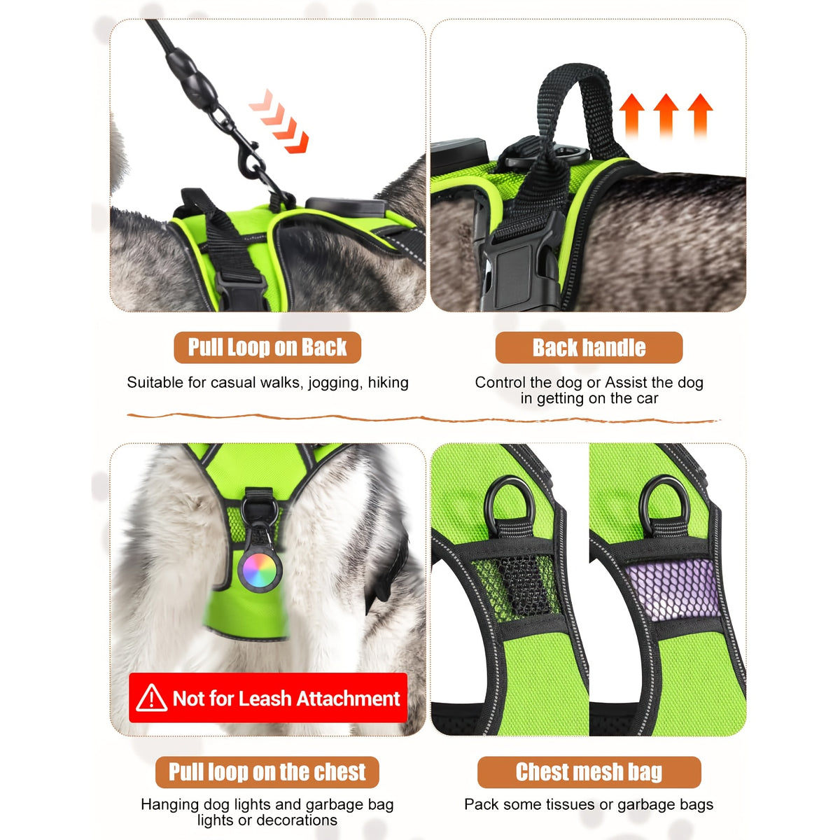 Light Up Dog Harness, Rechargeable LED Night Walking Vest with 3 Lighting Modes, Reflective Strips, Padded Mesh and Adjustable Straps, M L XL