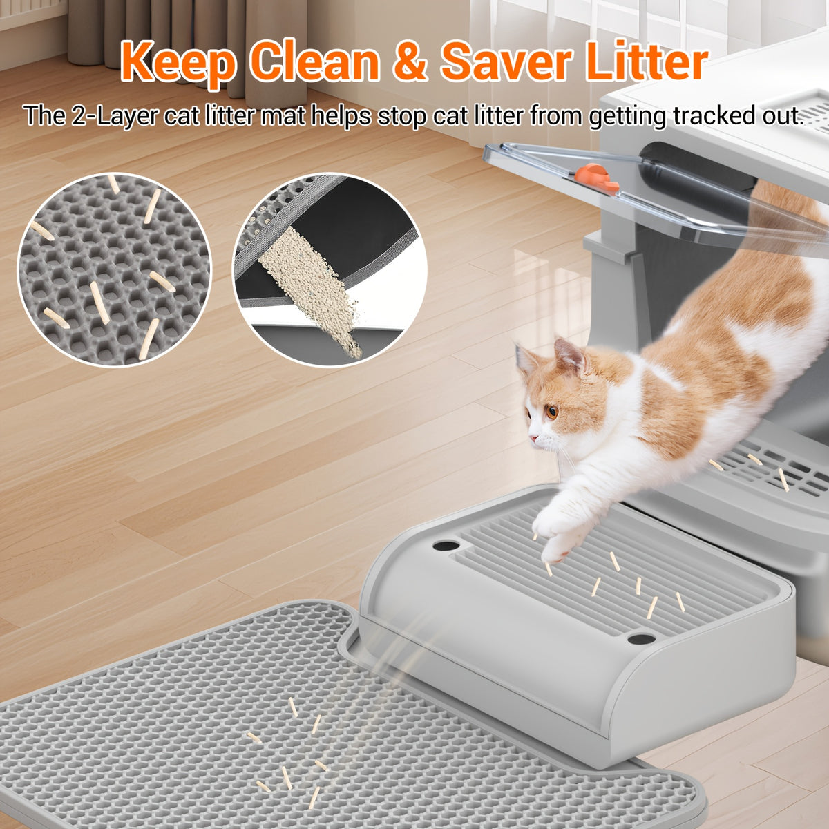 Modular Stainless Steel Cat Litter Box with Lid, Extra Large High-Sided Enclosed or Semi-Open Cat Toilet with Step, Mat and Scoop