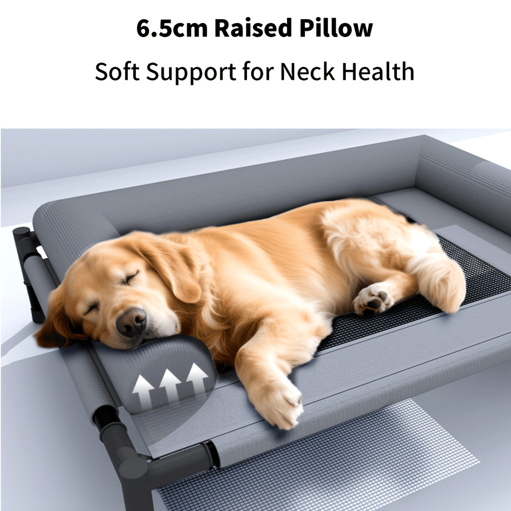 Bolster Elevated Dog Bed with Breathable Mesh Center, Removable Washable Raised Pet Cot for Dogs and Cats, L and XL Home and Travel Rest