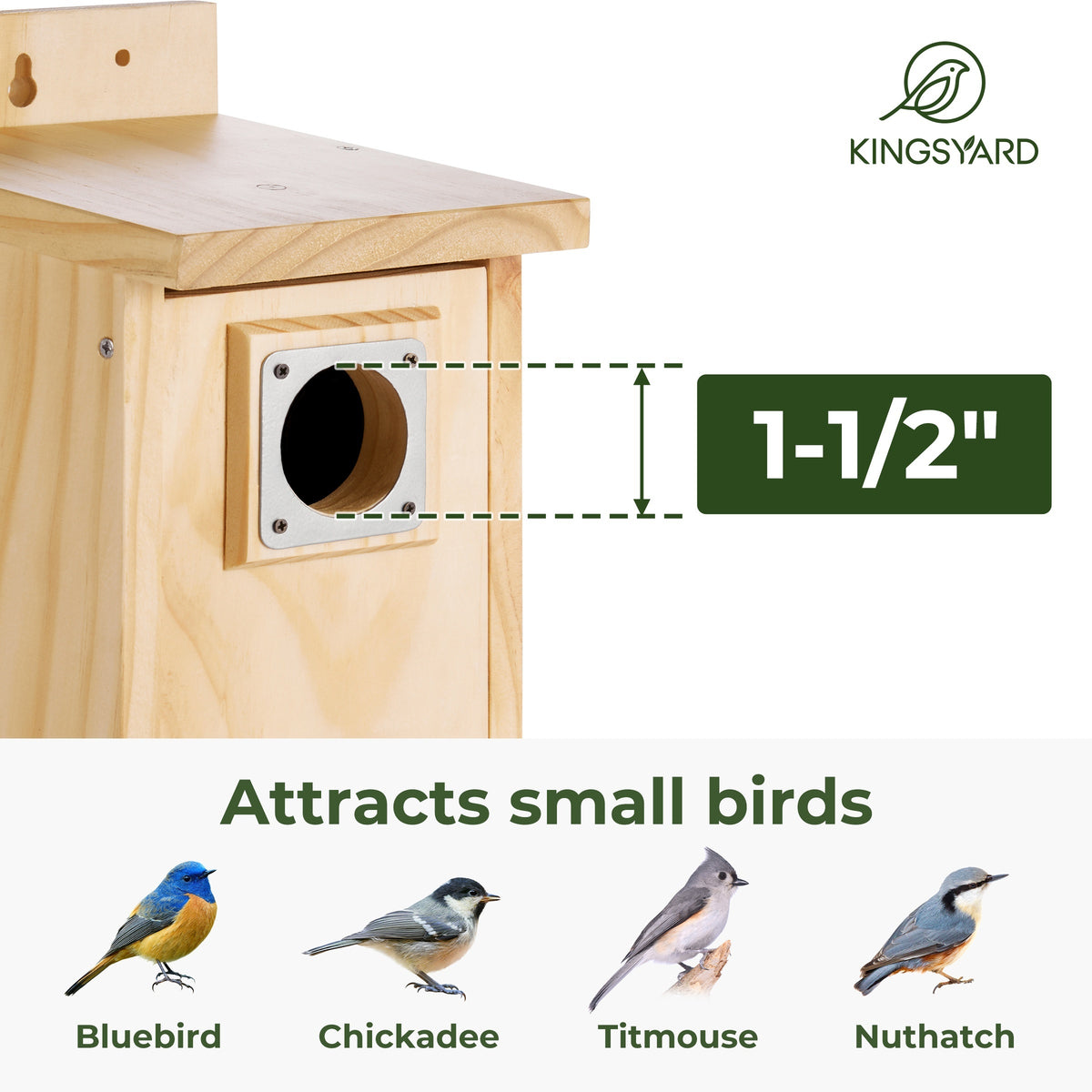 Cedar Bird House for Outside with Stainless Steel Guard, Wood Color Nesting Box for Backyard Gardens, Outdoor Decor and Bird Lover Gifts