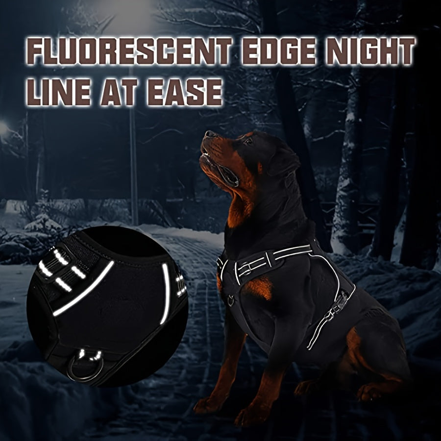 Military-Style Dog Harness with Reflective Details and Control Handle, No-Pull Polyester Walking Vest in Five Colors, S to XL for Everyday Training