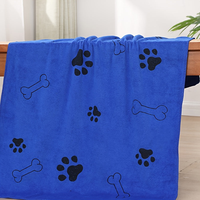 Dog and Cat Drying Towel, Blue Microfiber Pet Bath Towel with Absorbent Quick-Drying Fabric, Low-Lint Medium Size for Everyday Grooming, 1pc