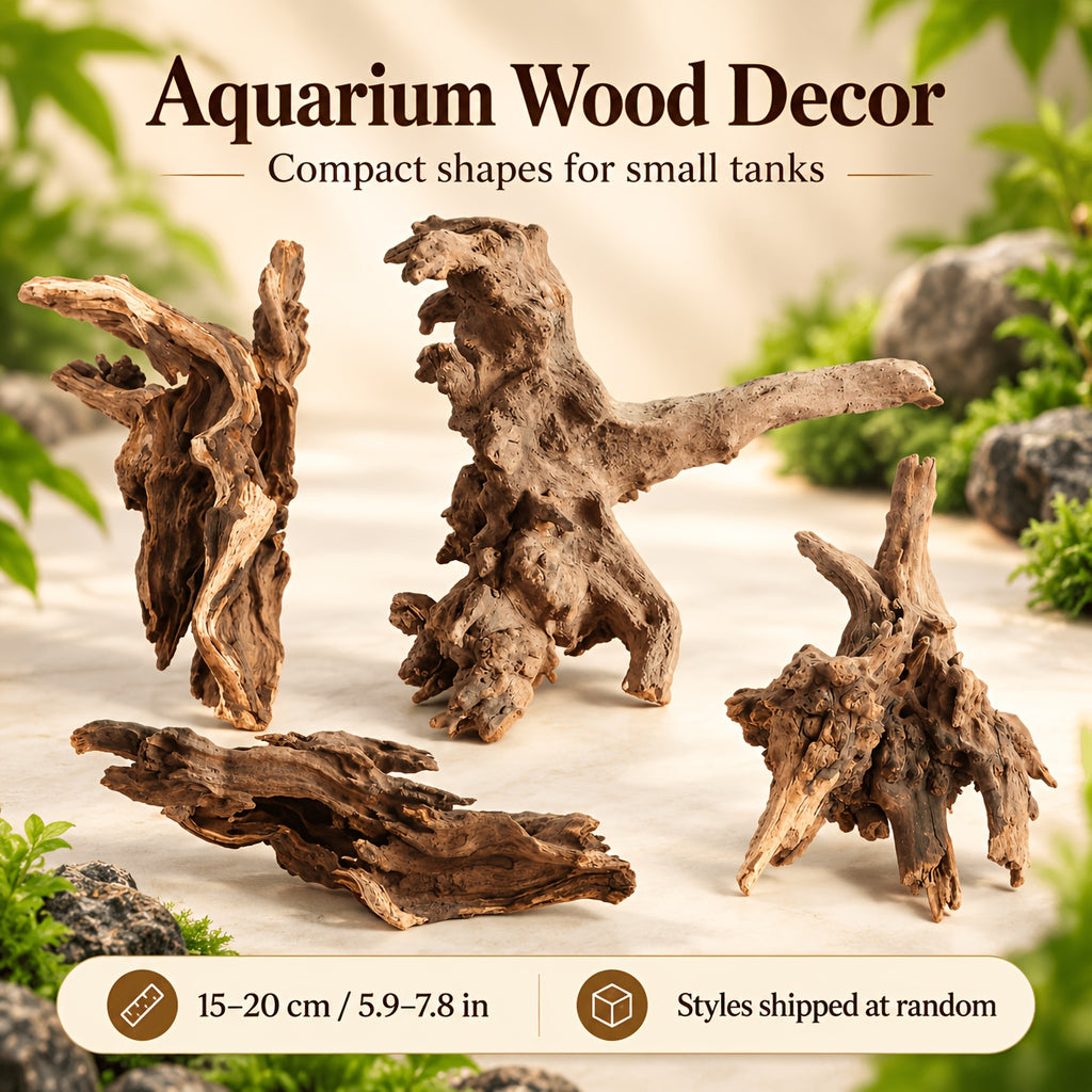 Aquarium Driftwood Single Piece, 5.9-7.87 Inch Random-Style Decorative Wood for Small Fish Tank Aquascaping and Nature-Inspired Underwater Layouts