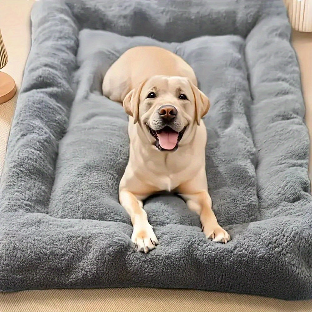 Dog Sofa Bed with Polyester Fiber Filling, Gray L Plush Pet Resting Mat with Thick Soft Cushioning for Cozy Indoor Naps and Everyday Lounging