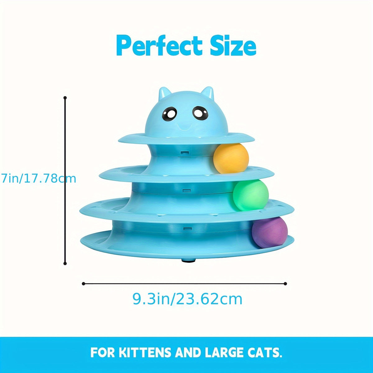 Cat Ball Track Toy with Six Colorful Balls, Three-Tier Interactive Tower with Non-Slip Base and Detachable Layers for Indoor Cats and Kittens