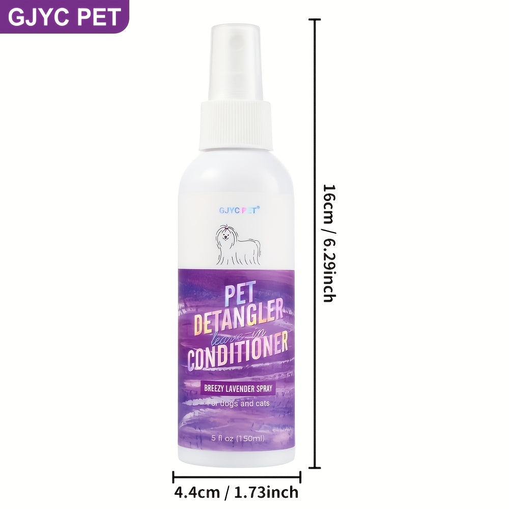 Dog Detangler Spray with Lavender Fragrance, 150ml Leave-In Conditioner and Tangle Remover for Everyday Coat Brushing and At-Home Dog Grooming