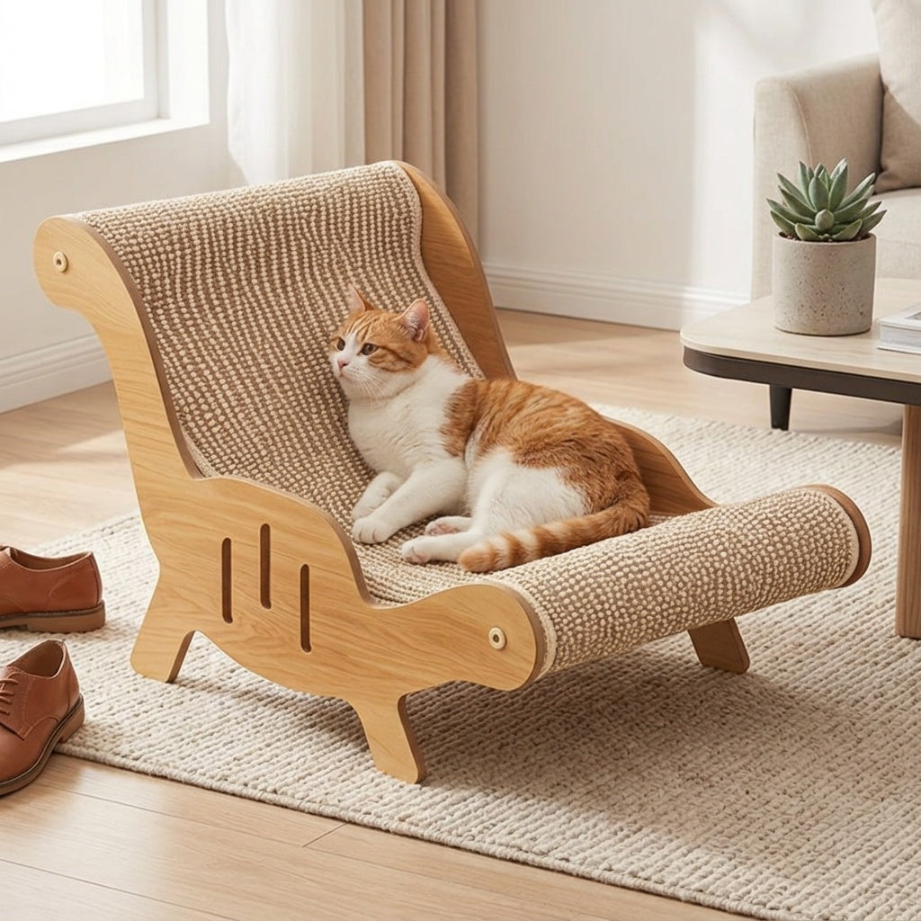 Sisal Rope Cat Scratcher Sofa, Durable Cat Scratching Chair and Lounge Furniture for Indoor Cats to Scratch, Stretch, Rest and Relax