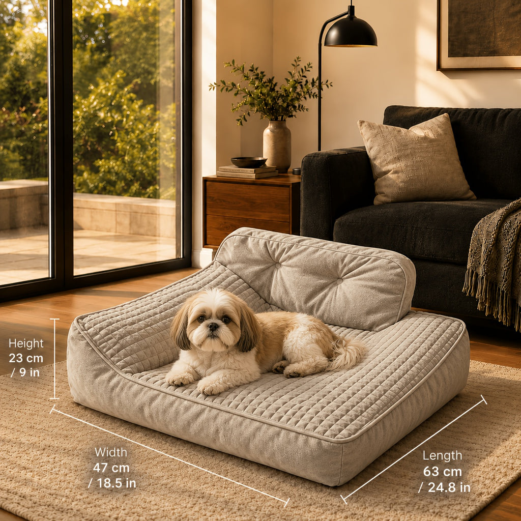 Bolster Orthopedic Dog Bed with Memory Foam and Egg Crate Cushioning, Gray Pet Sofa for Medium, Large and Senior Dogs in Four Sizes