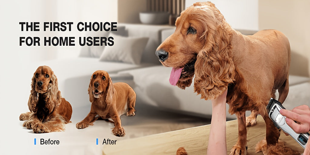 Dog Clippers for Thick Coats with LCD Battery Display, Low-Noise Cordless USB Rechargeable Pet Hair Trimmer for At-Home Dog and Cat Grooming