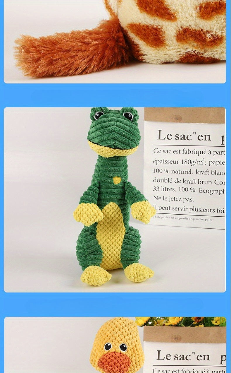 Squeaky Dog Toy with Plush Animal Design for Interactive Tug and Supervised Play, Sweet Heart Duck, Deer or Frog Pet Gift Options