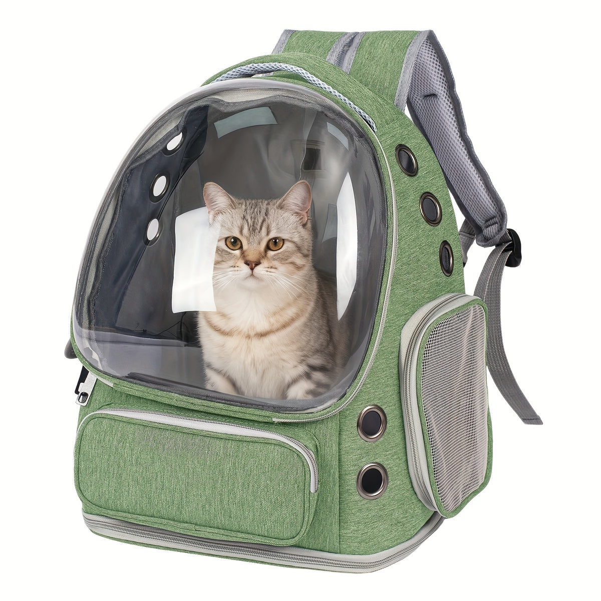 Cat Carrier Backpack with Clear Bubble Window, Breathable Space Capsule Travel Bag with Zipper Entry for Cats and Kittens, Six Color Options