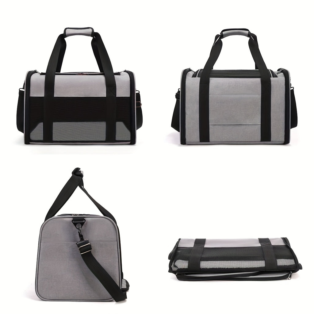 Expandable Cat Carrier with Top Entry, 17 x 11 x 11 Inch Soft-Sided Travel Bag with Mesh Ventilation and Foldable Design for Cats and Small Dogs up to 20 lbs