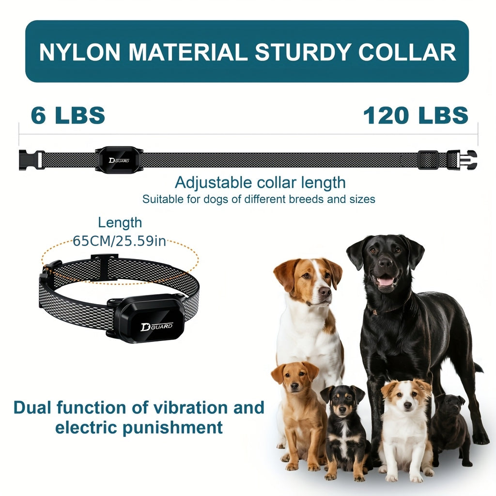Dog Training Collar D80 with Remote Control, Rechargeable Black Adjustable Nylon Collar with Listed Beep and Vibration Modes for Supervised Single-Dog Sessions