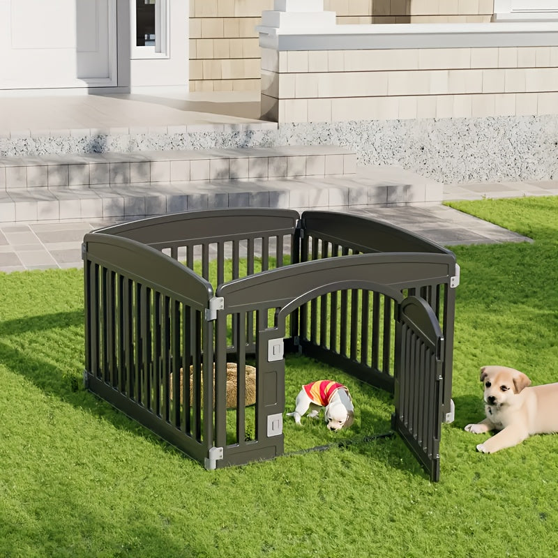 Foldable Puppy Playpen with Gate, 4 or 6 Panel Small Dog Fence in Black or White for Supervised Indoor Play Areas and Outdoor Pet Routines