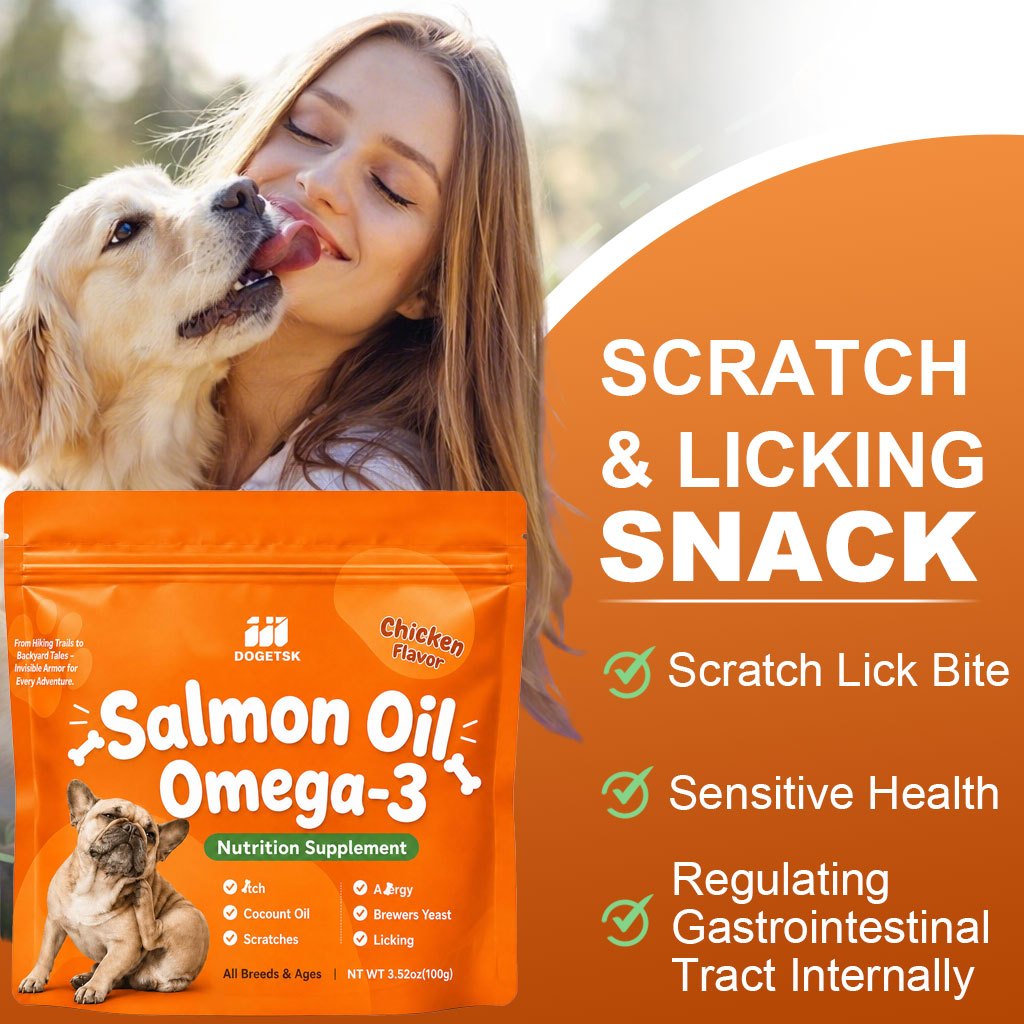 Omega-3 Fish Oil Chews for Dogs and Cats with Wild Alaskan Salmon Oil, Chewable Pet Supplement for Everyday Skin and Coat Care Routines