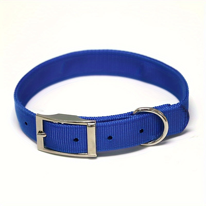 Nylon Dog Collar with Double-Layer Strap, Adjustable Metal Buckle and D-Ring for Small Medium Large Dogs, Everyday Outdoor Walks, S M L