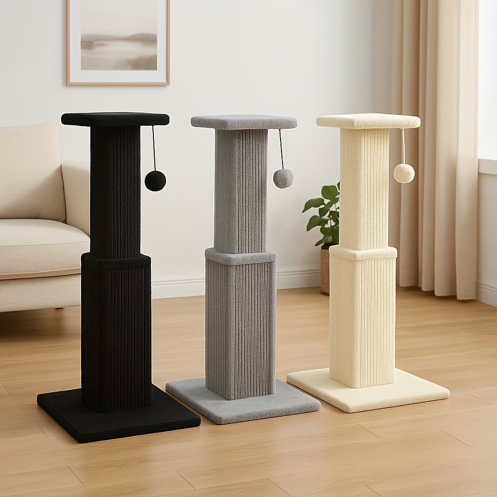 Cat Scratching Post with Hanging Ball, Sisal-Wrapped Multi-Tier Indoor Cat Tower for Scratching, Climbing and Everyday Play in Multiple Colors