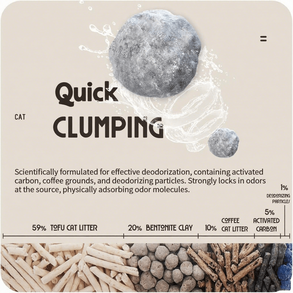 Tofu Mix Cat Litter with Coffee Scent, 5-in-1 Quick-Clumping Low-Dust Blend in 16.5 lb and 33 lb Options for Daily Indoor Litter Box Care