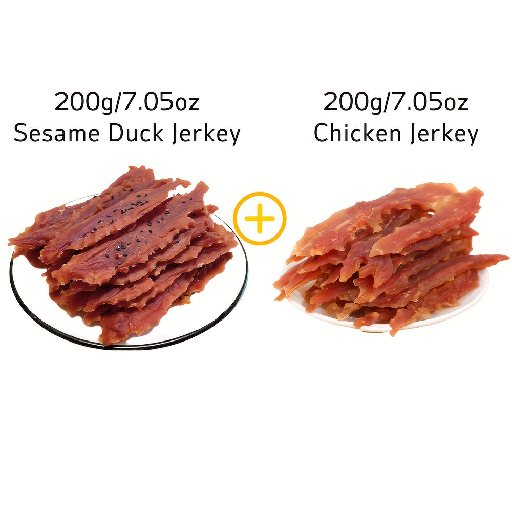 Dog Jerky Treats Mixed Flavor 14.11 oz 400g, Sesame Duck Jerky and Chicken Jerky Chews, High Protein Low Fat Easily Digestible Long Lasting Dog Chews, Training Treats for Small Medium Large Dogs