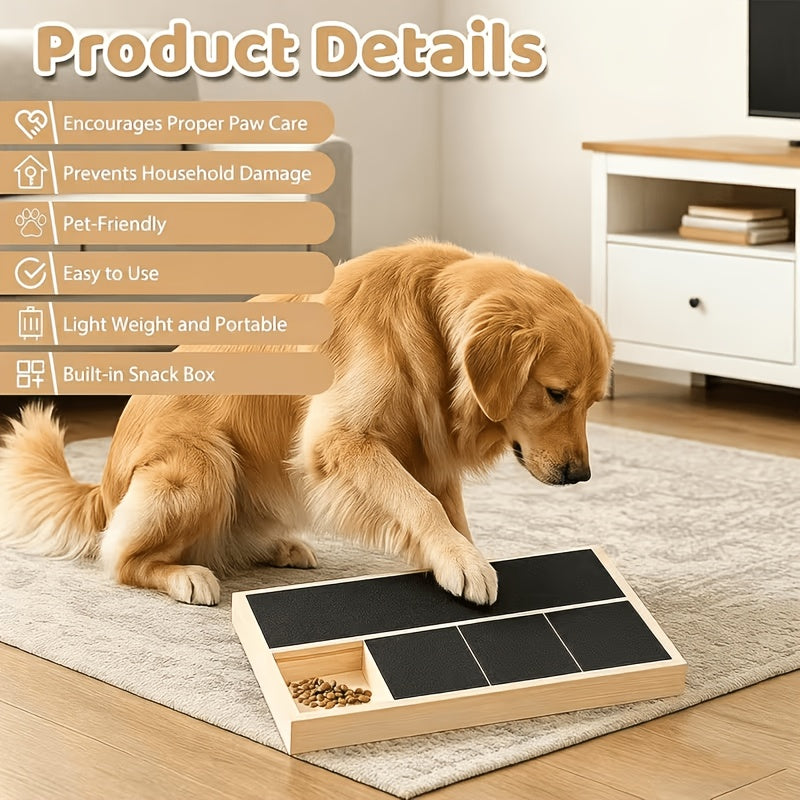 Dog Nail Scratch Board with Adjustable Bracket, Foldable Paw Filing Pad with 3 Angles from 45–65 Degrees and 2 Sandpaper Sheets for Home Grooming