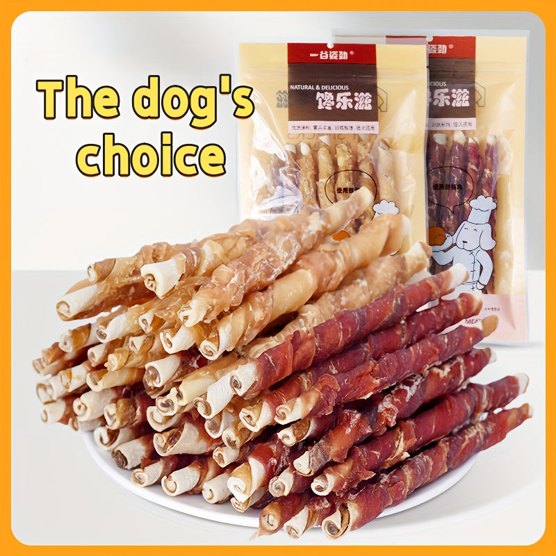 Rawhide Dog Treat Sticks with Chicken and Duck Options, Meat-Wrapped Cowhide Chews for Supervised Chewing, Everyday Rewards and Dog Gift Baskets