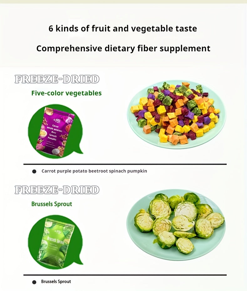 Freeze Dried Dog Treats with Fruit and Vegetable Options, Six Selectable Snack Styles for Supervised Training Rewards and Dog Food Toppers