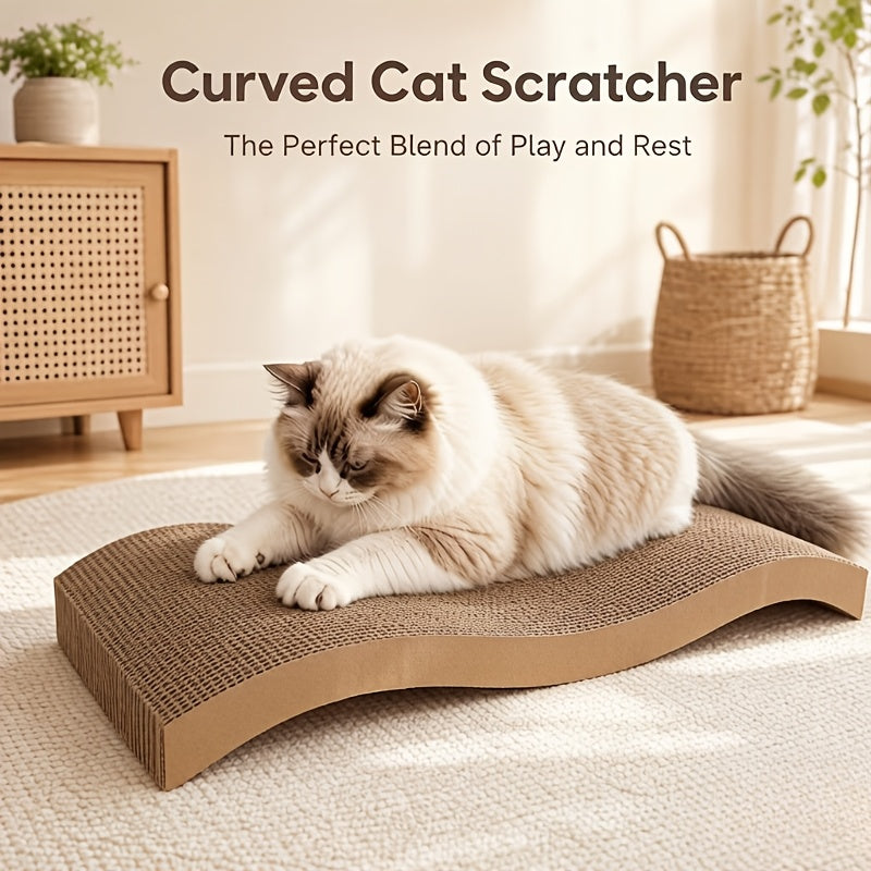 Cardboard Cat Scratcher Pad for Indoor Cats, BC Corrugated Scratching Board with Wavy and Flat Designs Listed, 1, 2, 4 or 8 Pack Options