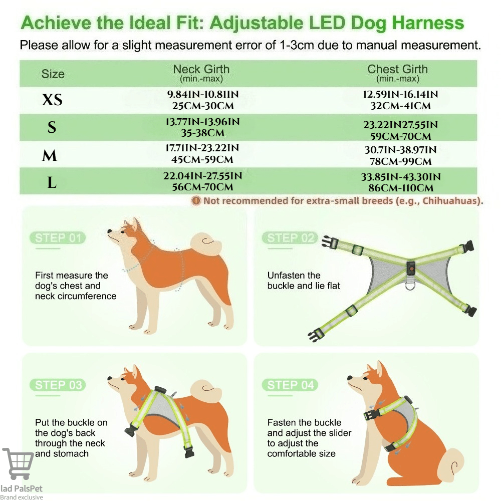LED Dog Vest with 8 Lighting Modes, Rechargeable Mesh Light Up Walking Vest with Reflective Design and Changeable Color, XS to L