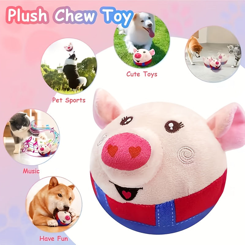 Bouncing Dog Toy with Recording and Music Modes, Rechargeable Jumping Pet Ball in Rabbit, Hamster, Puppy and Pig Styles for Supervised Play